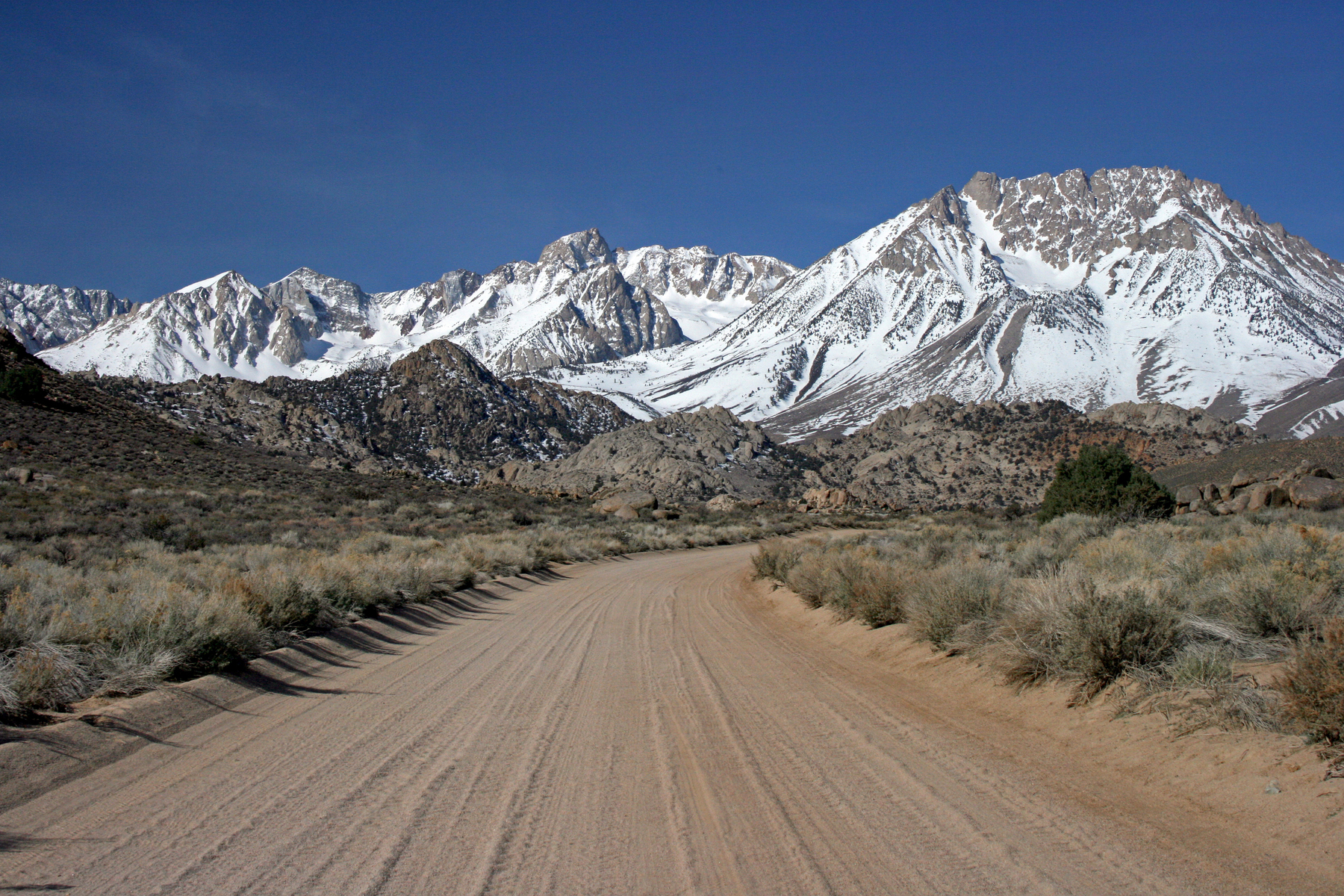view of Basin Mountain and the Sierra, west of Bishop, California